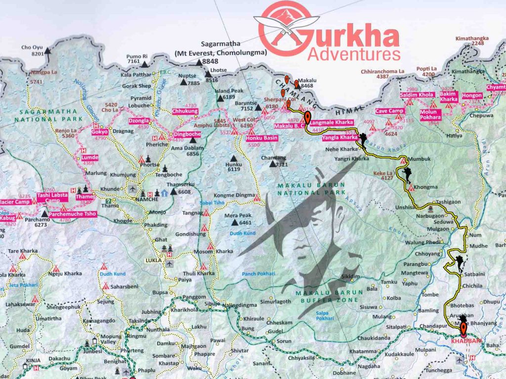 Makalu Expedition Map - Gurkha Adventures